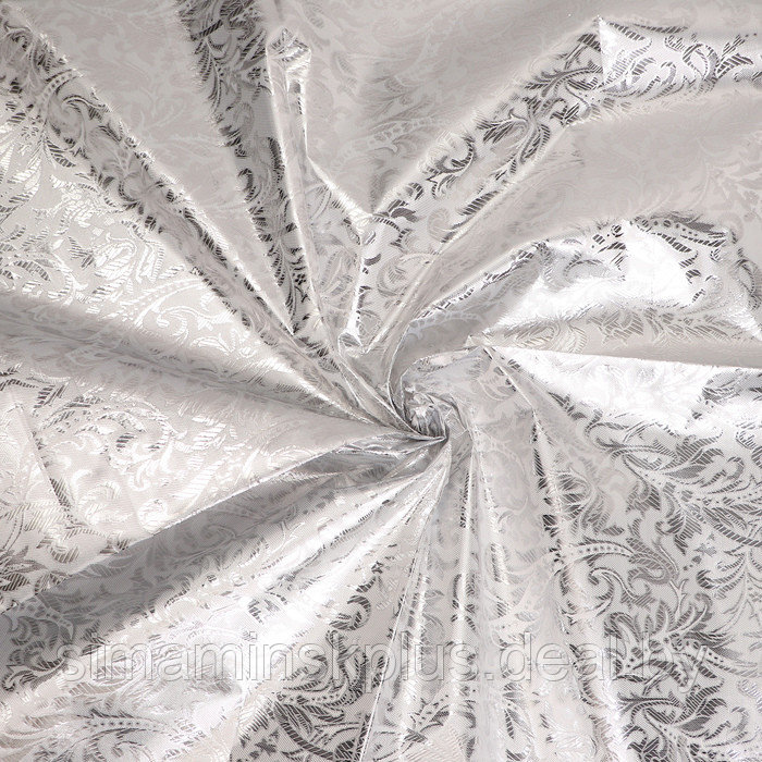 Лоскут Парча, белый с серебряными узорами, 100*150см - фото 1 - id-p219513609
