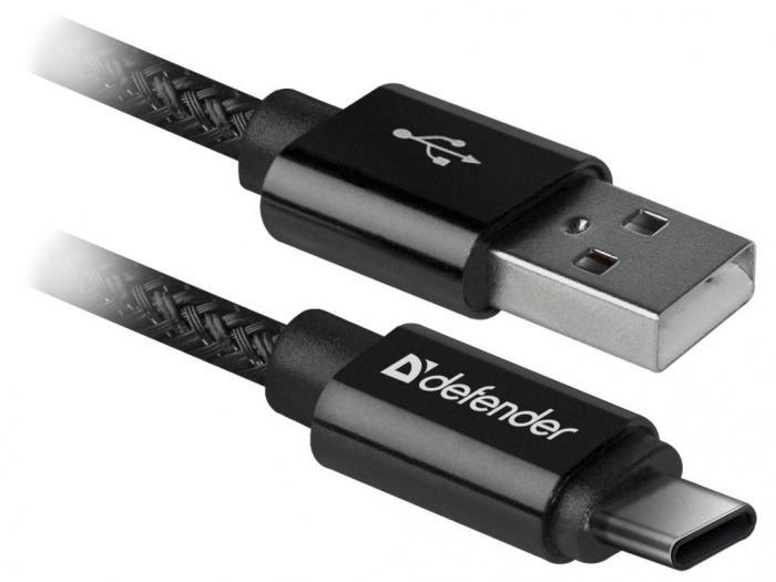 Аксессуар Defender USB09-03T Pro USB2.0 AM - Type-C 1.0m 2.1A Black 87814 - фото 1 - id-p218963413