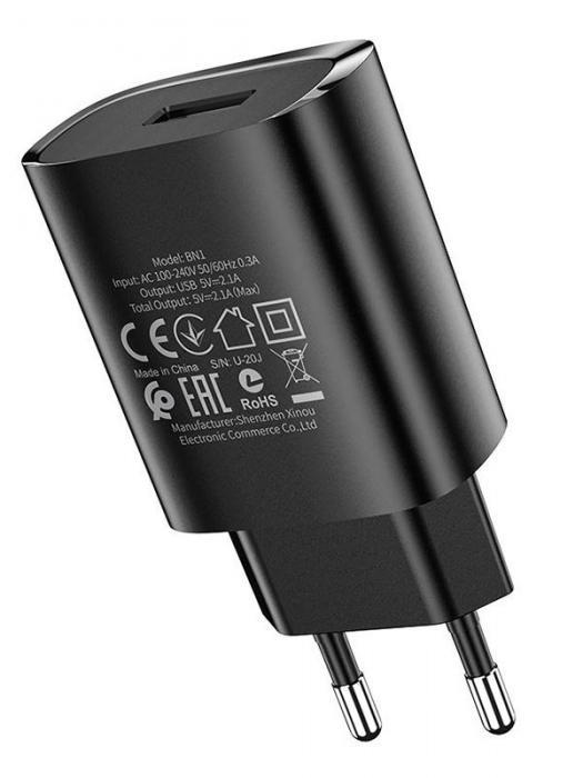Зарядное устройство Borofone BN1 Innovative USB 2.1A Black - фото 1 - id-p219442023