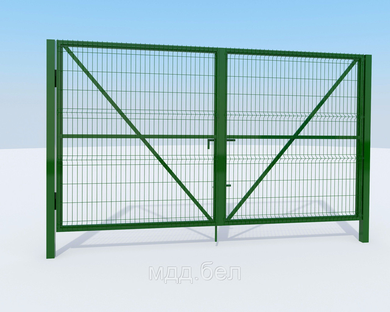 Ворота распашные для 3Д забора, тип "Стронг" - фото 2 - id-p219514187