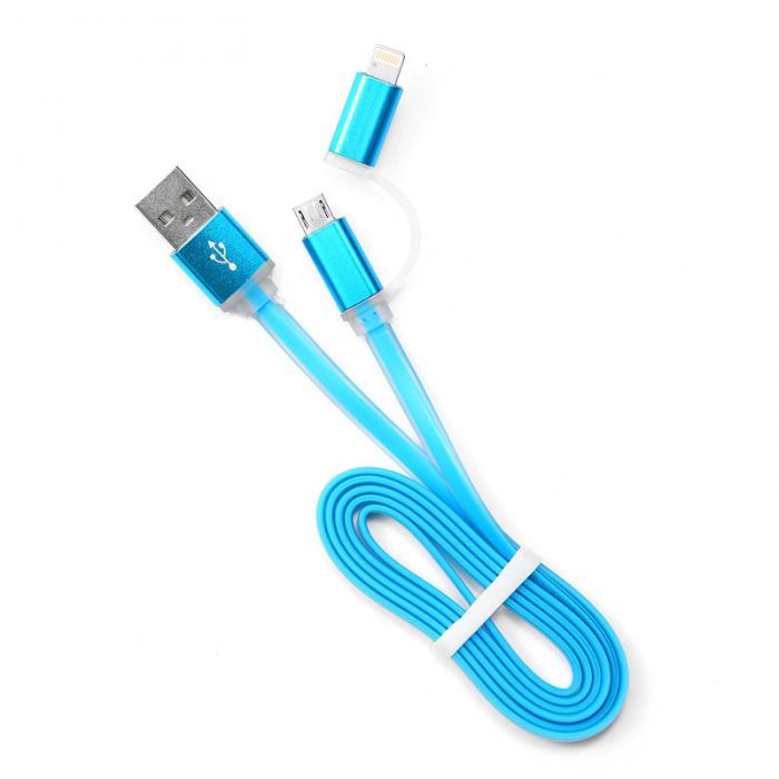 Аксессуар Gembird Cablexpert USB AM/microBM 5P to iPhone Lightning 1m Blue CC-mAPUSB2bl1m - фото 1 - id-p219442843