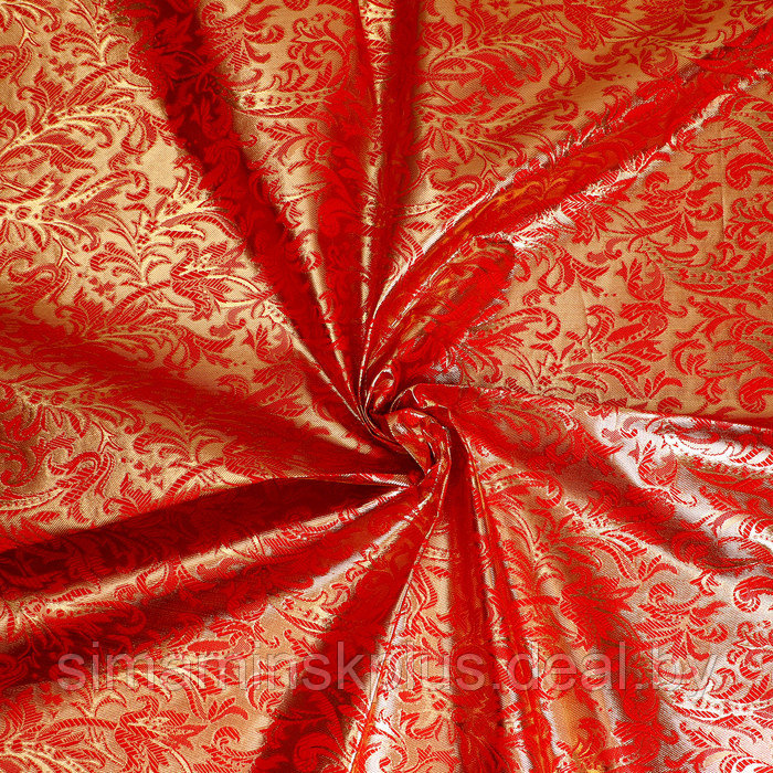 Лоскут Парча, красный с золотыми узорами, 100*150см - фото 1 - id-p219513611