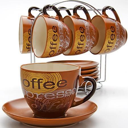 Кофейный сервиз на 6 персон LORAINE LR 23537 чайный набор 13пр 220мл на подставке - фото 1 - id-p219071659