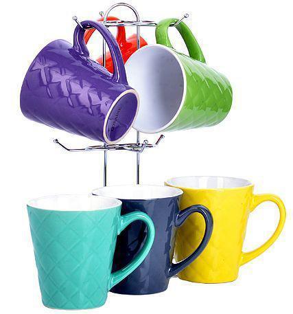 Чайный набор чашек 6 предметов на подставке LORAINE 23137 подарочный 350мл - фото 1 - id-p219071660