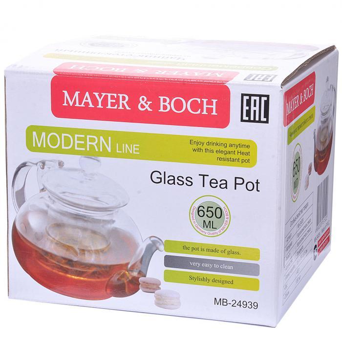 Стеклянный заварочный чайник для чая MAYER&BOCH 24939 заварник стекло заварочник из жаропрочного стекла - фото 4 - id-p219071842