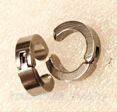 Клипсы серьги хагги для ушей без прокола фейк обманка серебристый сталь - фото 1 - id-p168319141