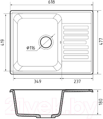 Мойка кухонная GranFest Quarz GF-Z13 - фото 2 - id-p217438673