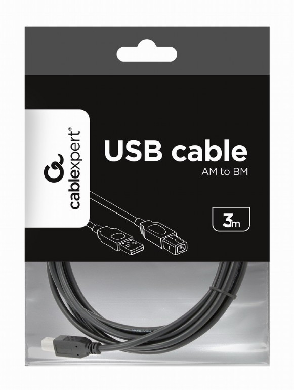 Кабель для принтера USB 2.0 AM-BM 3м черный Cablexpert CCP-USB2-AMBM-10 - фото 3 - id-p218091804
