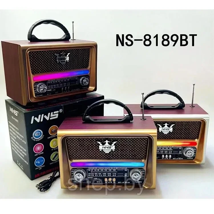 Ретро Радиоприемник NNS NS-8189BT USB Bluetooth FM/AM/SW USB MicroSD - фото 7 - id-p219533589