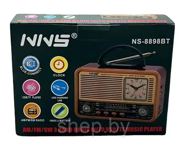 Ретро Радиоприемник NNS NS-8898BT Bluetooth FM/AM/SW USB MicroSD - фото 10 - id-p219533960