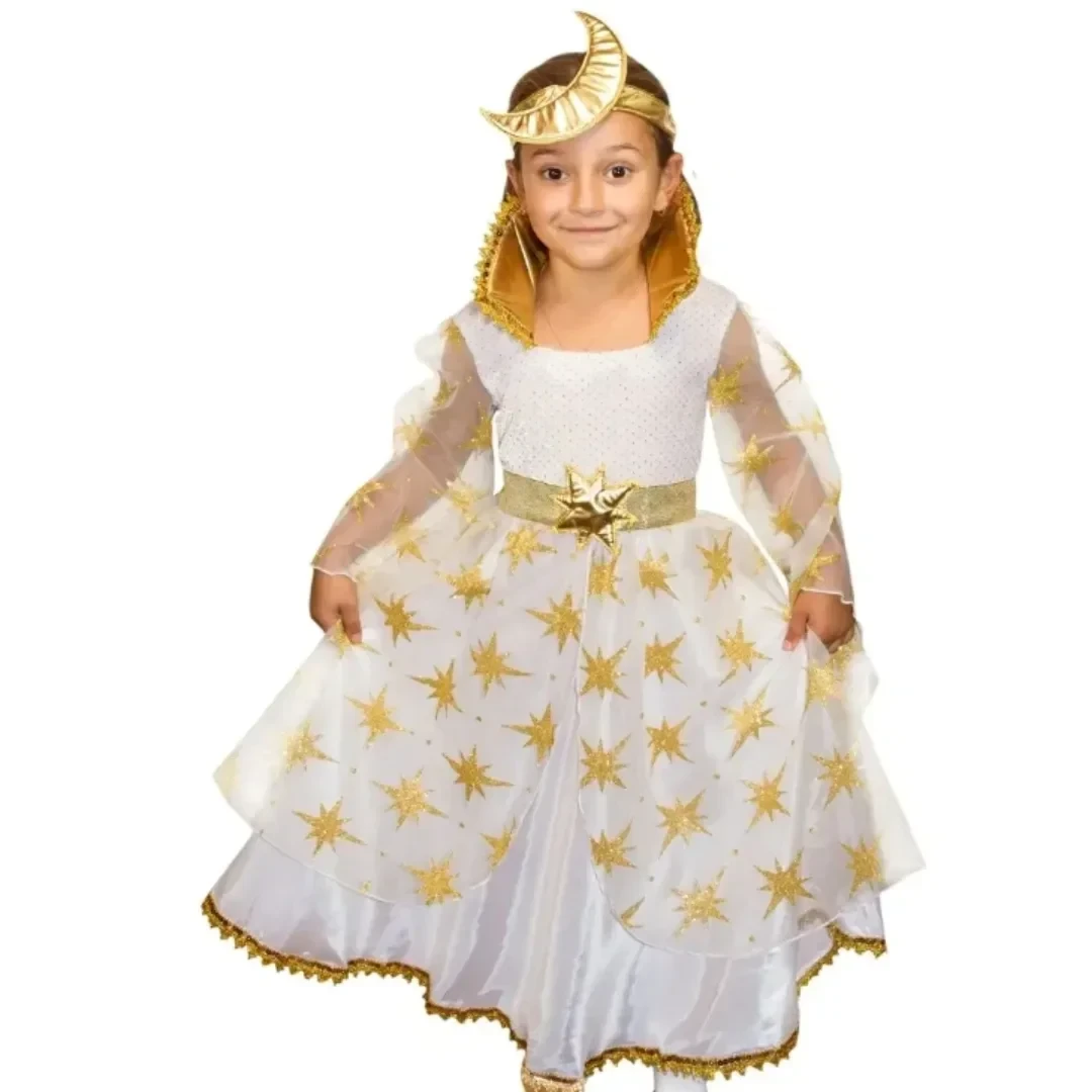 Карнавальный костюм детский Фея "Ночи" №2 золотой