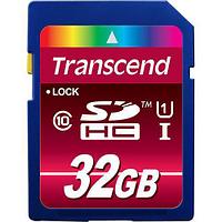 32Gb - Transcend High-Capacity Class 10, UHS Class 1 - Secure Digital TS32GSDHC10U1 (Оригинальная!)