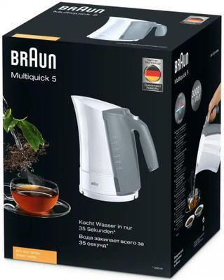 Чайник электрический Braun WK500, 3000Вт, белый и серый - фото 2 - id-p219496301