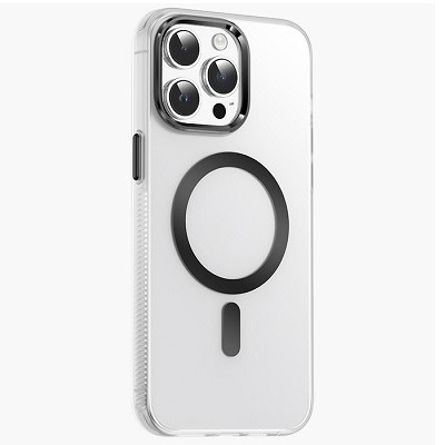 Чехол-бампер с магнитной пластиной Dazzle Pro Matte MagSafe Case прозрачно-черный для Apple iPhone 15 - фото 1 - id-p219535614
