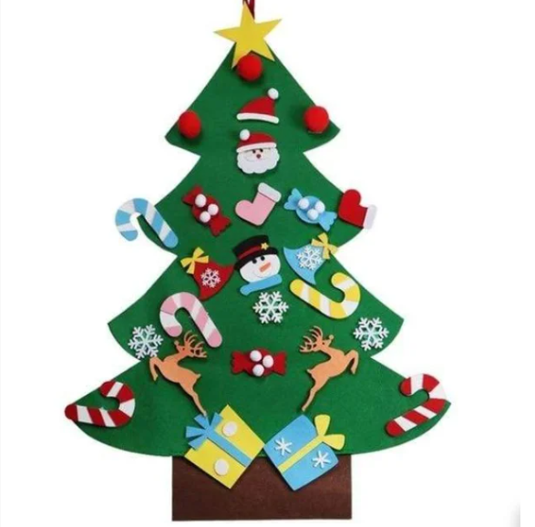 Елочка из фетра с новогодними игрушками липучками Merry Christmas, подвесная, 93 х 65 см - фото 5 - id-p219536763