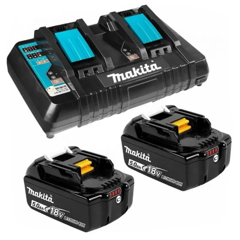 Набор Makita 191L75-3: аккумулятор Makita BL1850B 2 шт. + зарядное устройство DC18RD (18V 2*5.0Ач, Li-Ion) - фото 1 - id-p202491122