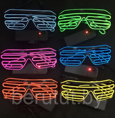 Светящиеся очки неоновые светодиодные LED в полоску - фото 8 - id-p219544253