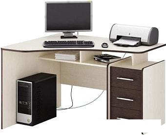 Письменный стол MFMaster Триан-5 (левый, дуб молочный/венге)