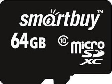 Карта памяти Smart Buy microSDXC (Class 10) 64GB + SD-адаптер (SB64GBSDCL10-01)