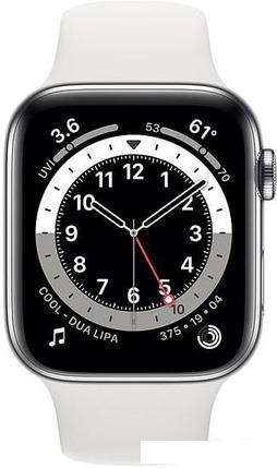 Умные часы Apple Watch Series 6 LTE 44 мм (сталь серебристый/белый спортивный), фото 2