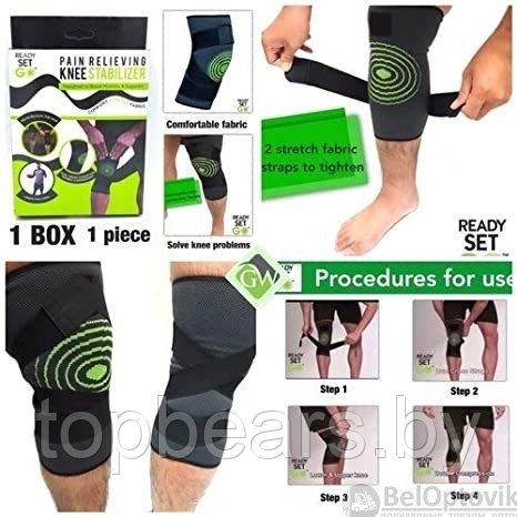 Компрессионный бандаж для коленного сустава Pain Relieving Knee Stabilizer неопреновый Размер L - фото 7 - id-p219548265