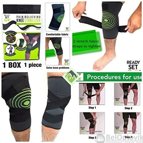 Компрессионный бандаж для коленного сустава Pain Relieving Knee Stabilizer неопреновый Размер L - фото 7 - id-p219548524