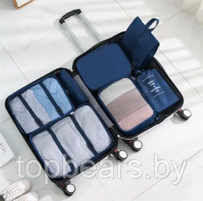 Дорожный набор органайзеров для чемодана Travel Colorful life 7 в 1 (7 органайзеров разных размеров) Синий - фото 1 - id-p219502118
