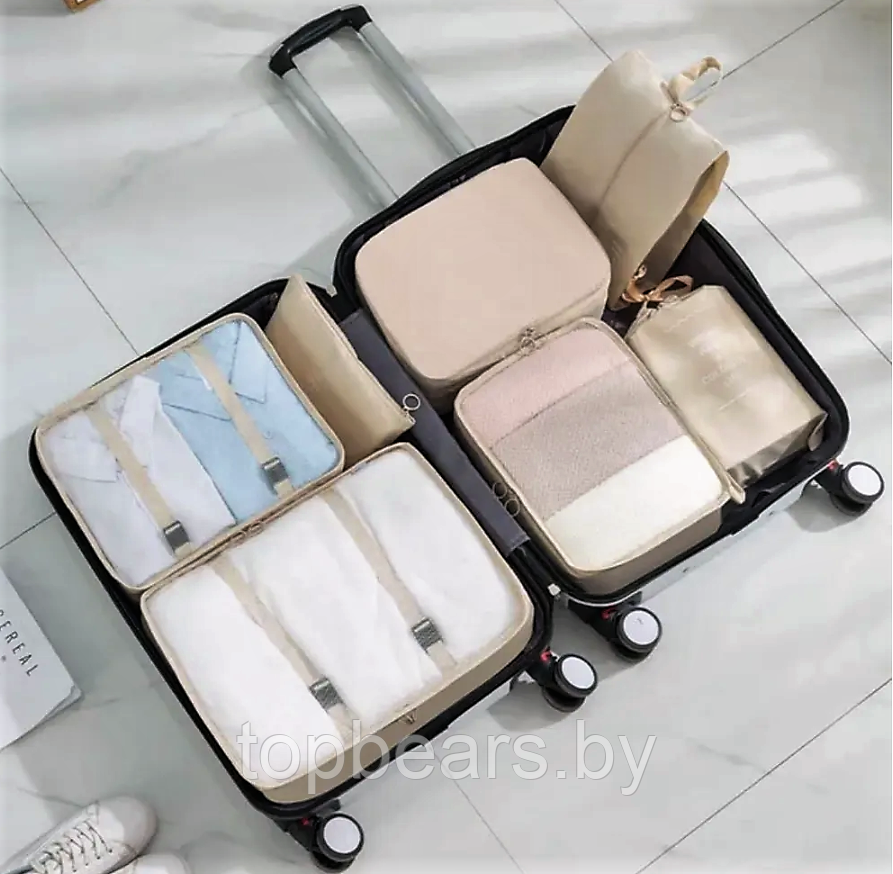 Дорожный набор органайзеров для чемодана Travel Colorful life 7 в 1 (7 органайзеров разных размеров) Серый - фото 7 - id-p219502119