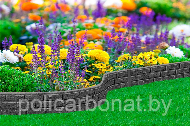 Бордюр садовый 15cm EZ Border BRICKS, 3 колышка и соединитель, серый, BG - фото 9 - id-p219547347