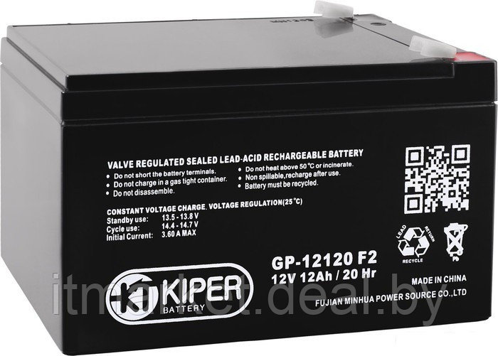 Аккумулятор для ИБП Kiper GP-12120 (12V, 12Ah) - фото 1 - id-p219517519