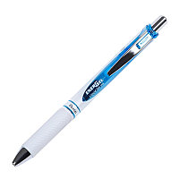 Ручка-роллер автоматическая Pentel "EnerGel BLN75W", цвет синий 0.5мм, корпус голубой/белый