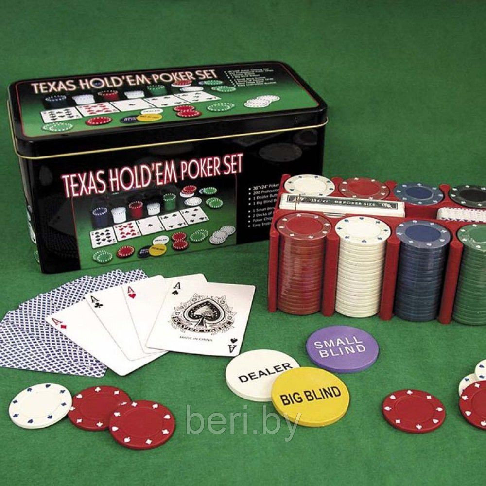 Настольная игра Покер 200 фишек, набор для игры в Poker - фото 1 - id-p219316602