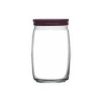 Банка с крышкой стекло,пластик; 1100мл; D=9.4,H=16.3см; прозр.,фиолет.