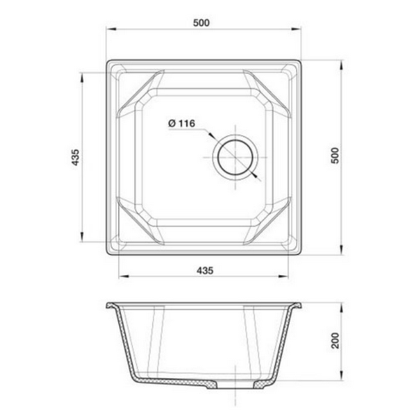 Мойка кухонная Granfest GF-U-500 Черный - фото 4 - id-p219561650