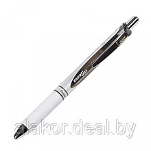 Ручка-роллер автоматическая Pentel "EnerGel BLN75W", цвет черный  0.5мм, корпус, белый/черный