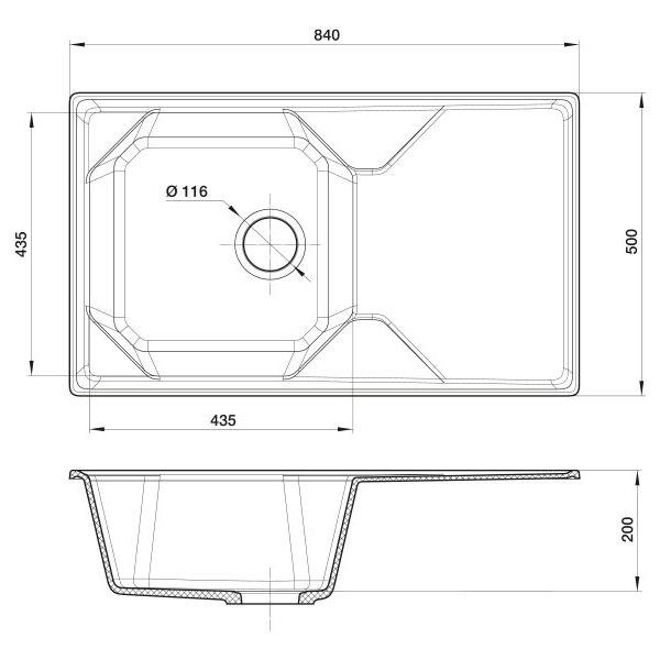 Мойка кухонная Granfest GF-U-840 Белый - фото 4 - id-p219561888