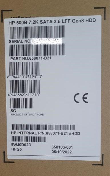 658071-B21 658103-001 Жесткий диск HP 500GB 7.2K 6G 3.5 SATA 512n MDL SC - фото 1 - id-p72805907