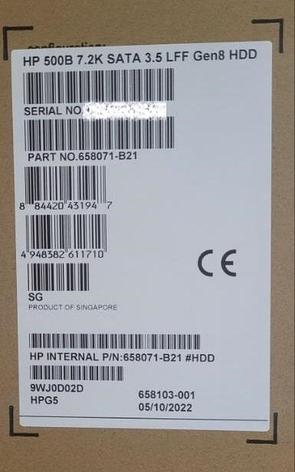 658071-B21 658103-001 Жесткий диск HP 500GB 7.2K 6G 3.5 SATA 512n MDL SC, фото 2