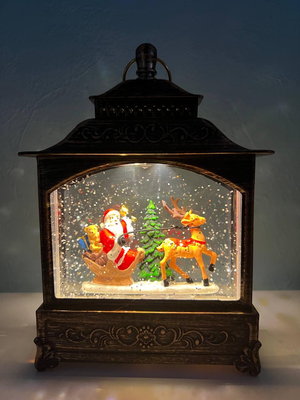Светильник новогодний с музыкой "Санта в санях с оленем" + подарочек - фото 6 - id-p219566904