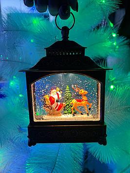 Светильник новогодний с музыкой "Санта в санях с оленем" + подарочек