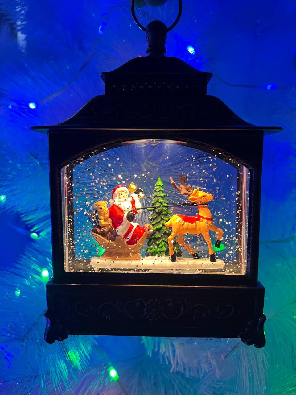 Светильник новогодний с музыкой "Санта в санях с оленем" + подарочек - фото 5 - id-p219566904