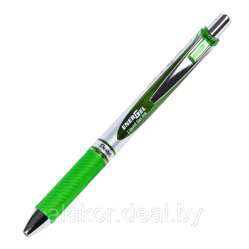 Ручка роллер автоматическая Pentel "Energel BL77", 0.7, зеленый, корпус зеленый/серебристый - фото 1 - id-p219567099