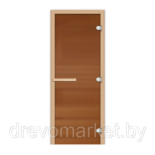 Дверь для бани (сауны) FireWay , стекло 8мм цвет - БРОНЗА Матовое, коробка Осина 70*190 см