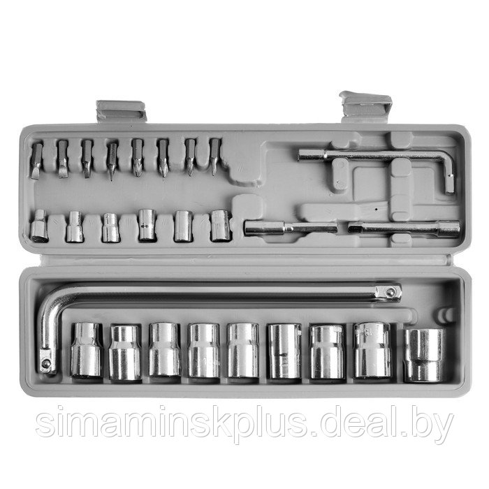 Набор инструментов в кейсе ТУНДРА, автомобильный, 1/2" и 1/4", 27 предметов - фото 2 - id-p219576939