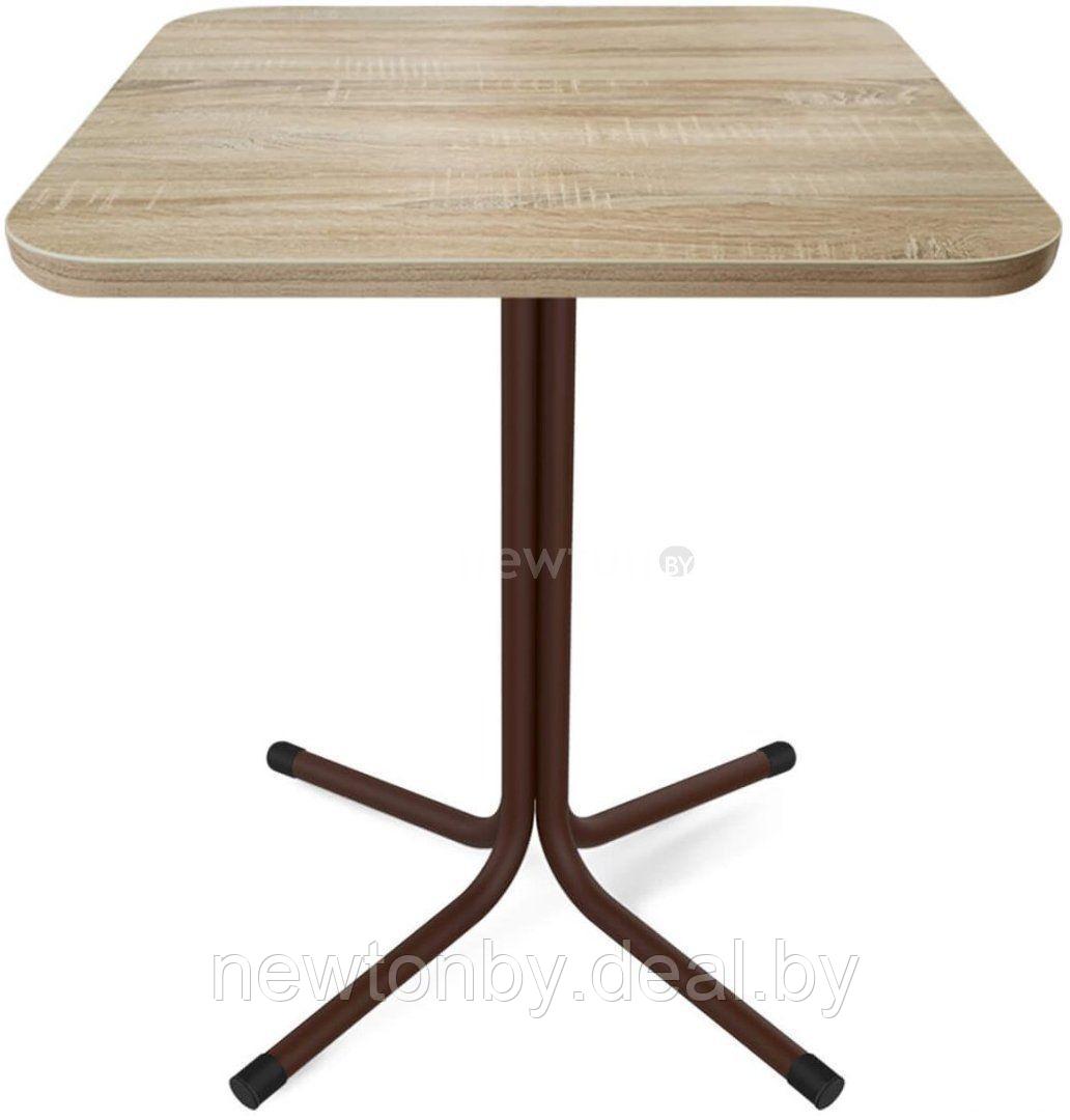 Кухонный стол Sheffilton SHT-TU7-1/60/60 ЛДСП (коричневый муар(цинк)/черный/дуб сонома) - фото 1 - id-p219576962