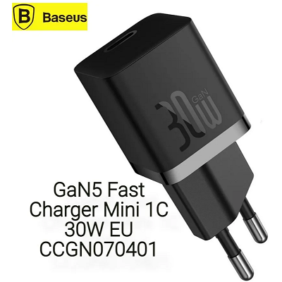 Сетевое зарядное устройство Baseus GaN5 Fast Charger Mini 1C 30W EU (CCGN070401) черный - фото 5 - id-p219577265