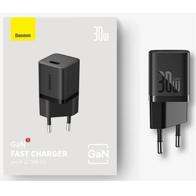 Сетевое зарядное устройство Baseus GaN5 Fast Charger Mini 1C 30W EU (CCGN070401) черный - фото 6 - id-p219577265