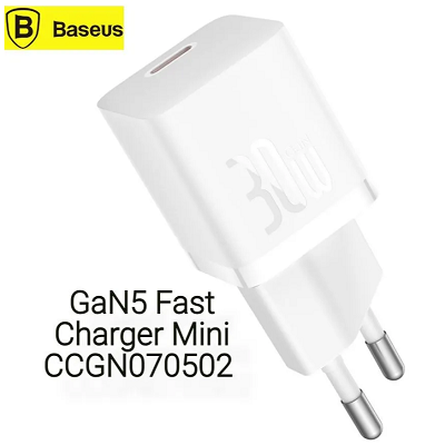 Сетевое зарядное устройство Baseus GaN5 Fast Charger Mini 1C 30W EU (CCGN070502) белый - фото 8 - id-p219577266