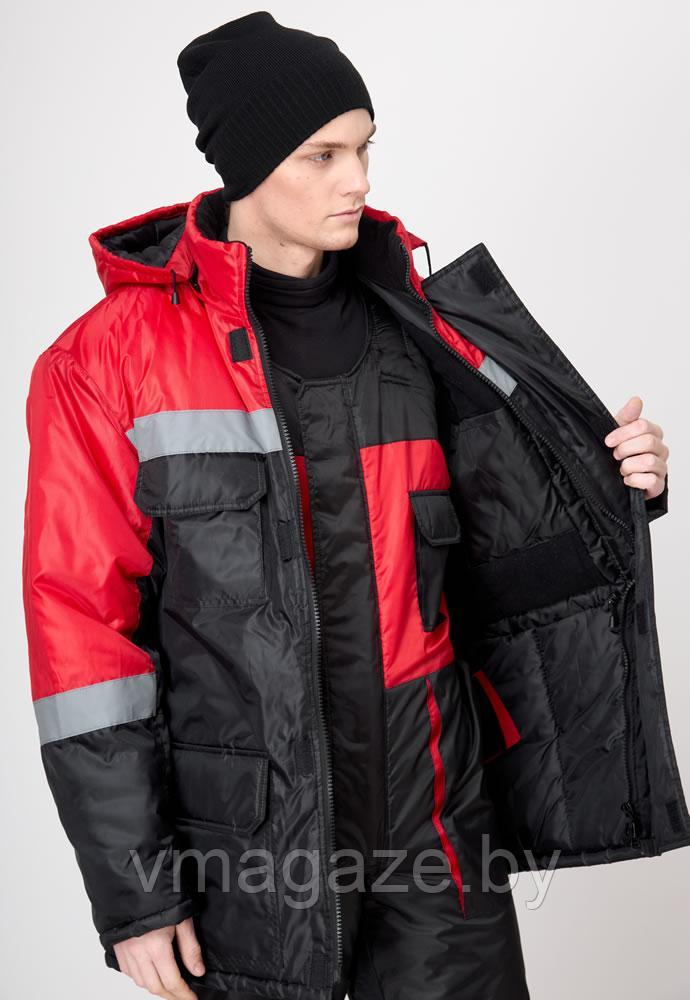 Куртка утепленная рабочая Премиум (цвет черно-красный) - фото 3 - id-p219577571