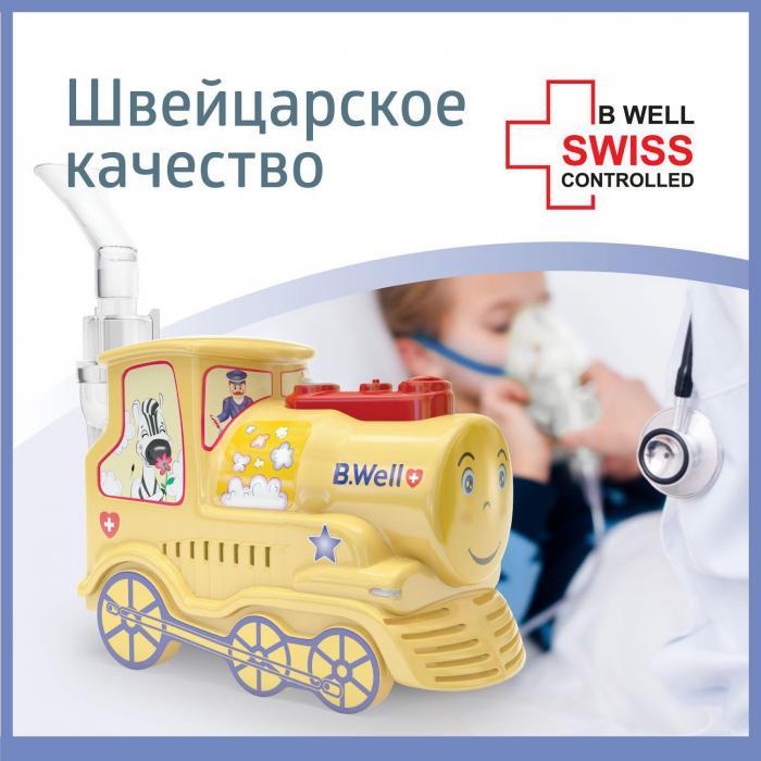 Детский ингалятор небулайзер B.Well PRO-115 паровозик компрессорный медицинский для взрослых и детей